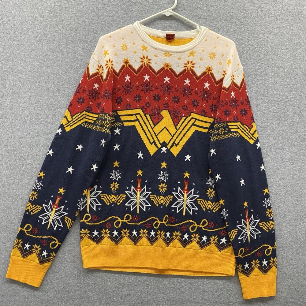 Vintage Wonder Woman Ugly Christmas Sweater Nordic Size XL Dc Comics Superhero